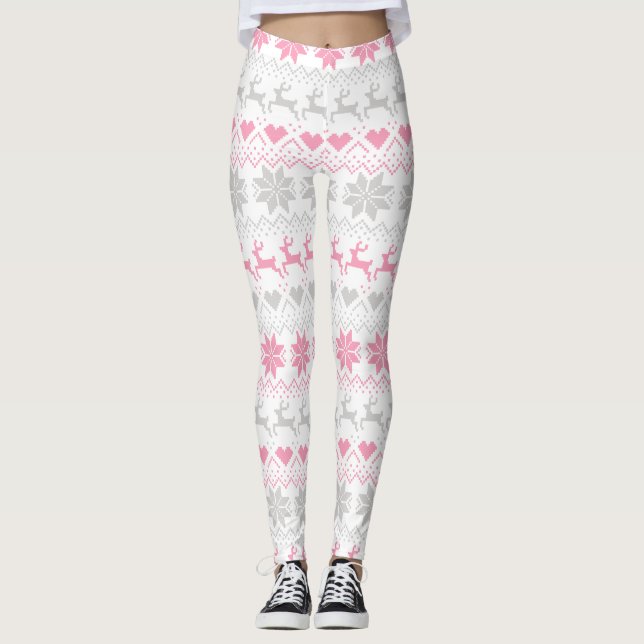 Legging Rosa e ilha justa cinzenta (Frente)