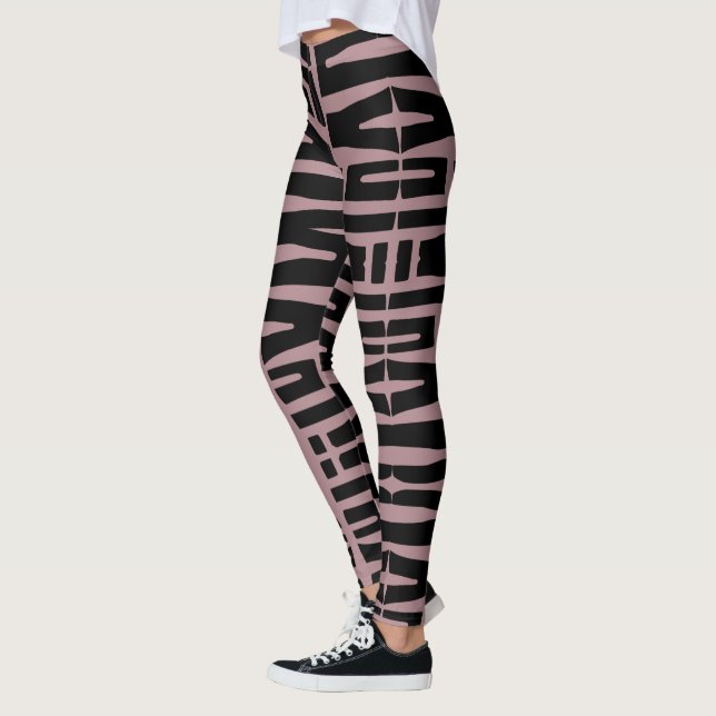 Legging Rosa e Negro Eu te amo padrão africano (Esquerda)