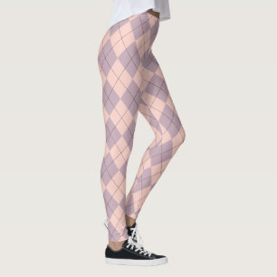 Legging Rosa e Púrpura Argyle Padrão Girly