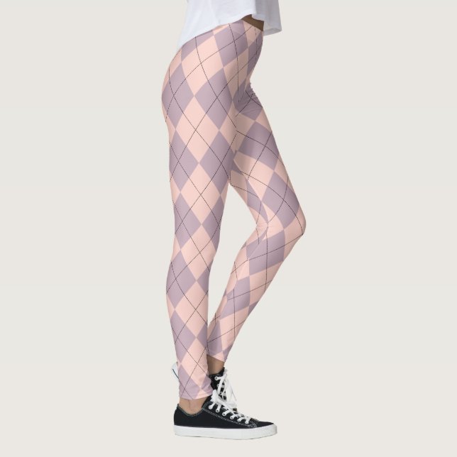 Legging Rosa e Púrpura Argyle Padrão Girly (Direita)