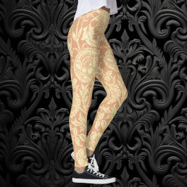 Legging Rosa e Rosa por William Morris, Flores Vintage