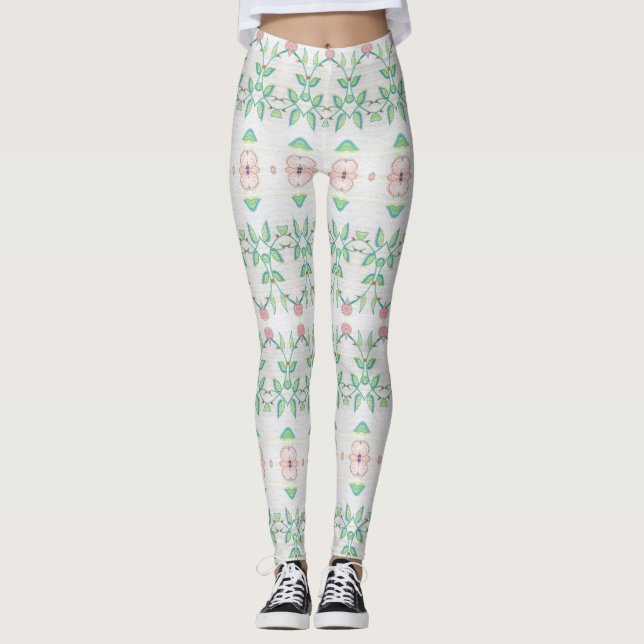 Legging Rosa e Verde de Pêssego (Frente)