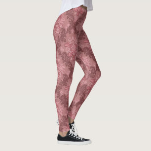 Legging Rosa Empoeirado Rosa Suave Borgonha Damasco Elegan