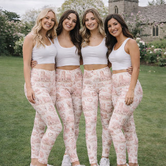 Legging Rosa Enrubescido Casamento Village Inglês Aquarela