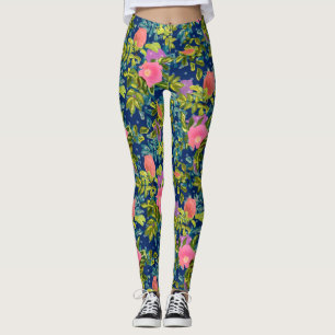 Legging Rosa, fundo azul, rosa, rosas, cor-de-rosa