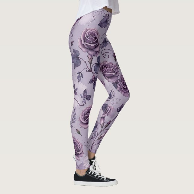 Legging Rosa Lavanda Empoeirada Tons Sonhadores Florais  (Direita)