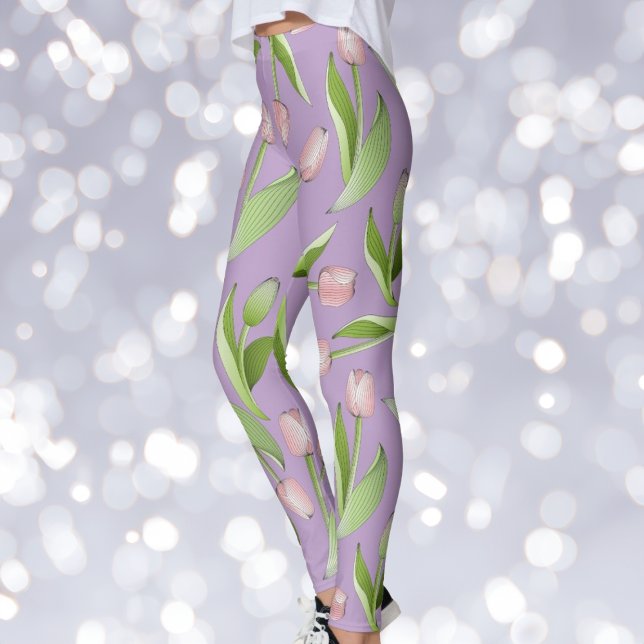 Legging Rosa Lilás Moderno Estampa de Tulipa (Criador carregado)