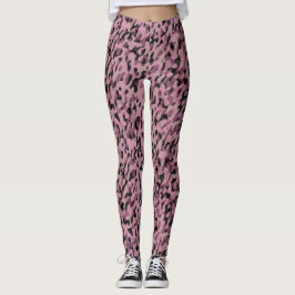 Legging Rosa malva e camuflagem de carvão abstrato