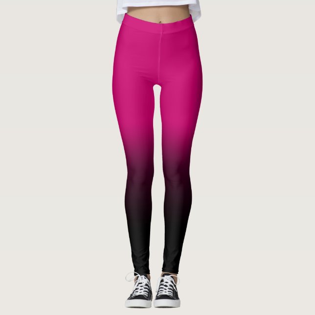 Legging Rosa moderno, caneleiras pretas elegantes (Frente)