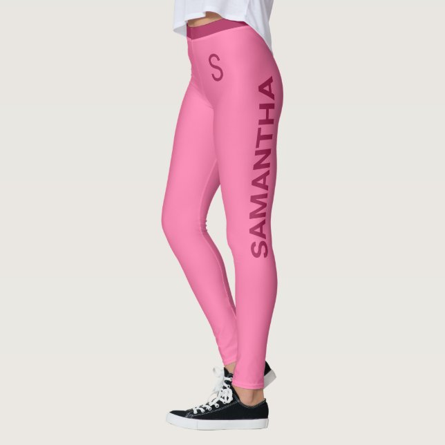 Legging Rosa Mole Girly Com Nome Personalizável E Monogram (Esquerda)