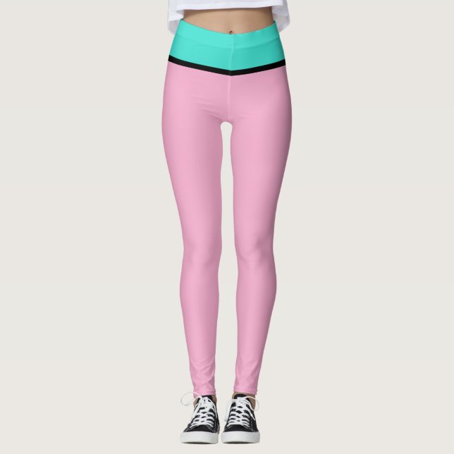 Legging Rosa Pastel Azul Turquesa (Frente)