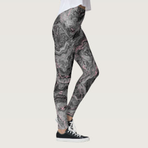 Legging rosa, preto e cinza Abstrato Redemoinho de Mármore