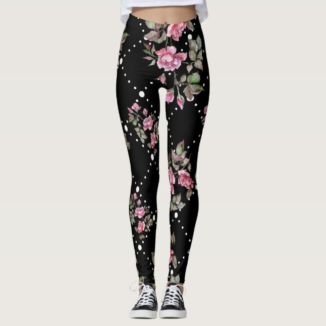 Legging Rosa preto - Padrões para mulheres (Frente)