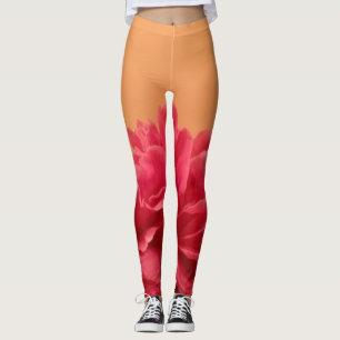 Legging Rosa quente alaranjado do melão floral