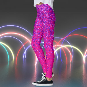 Legging Rosa quente com Impressão de roxas roxas
