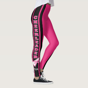 Legging Rosa quente do cheerleader do monograma