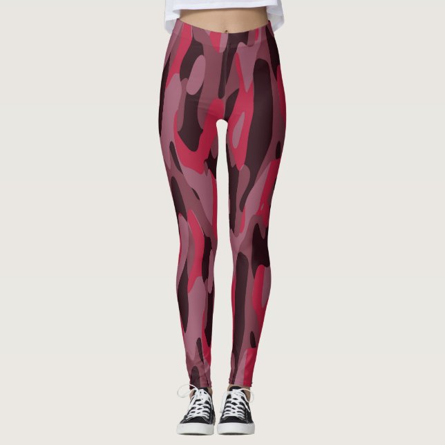 Legging Rosa quente e camuflado Burgundy (Frente)