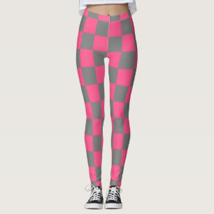 Legging Rosa quente e cinza de carvão vegetal Checkered