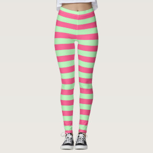 Legging Rosa quente e listras verdes macias