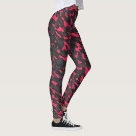 Legging Rosa quente Preto Roxo Camo Abstrato