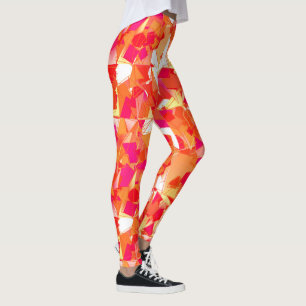 Legging Rosa quente, vermelho e abstrato moderno do