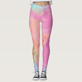 Legging Rosa Rosa Arco-Íris Tie Dye