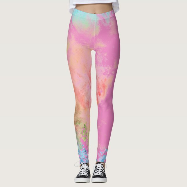 Legging Rosa Rosa Arco-Íris Tie Dye (Frente)