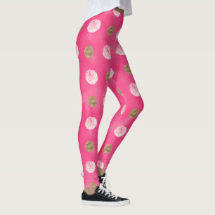 Legging rosa-rosa Dourado Floral Quente