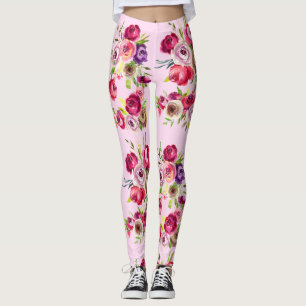 Legging Rosa Rosa Rosa bonito Floral