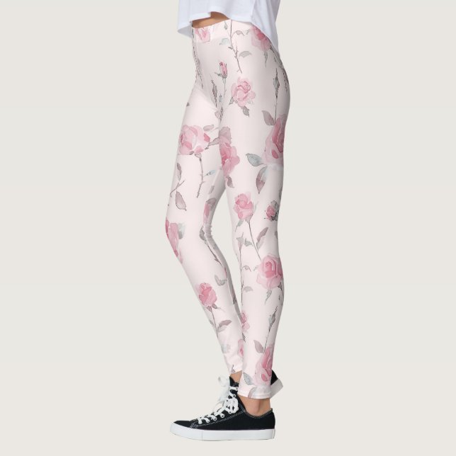 Legging Rosa Rosa Rosa bonito Floral (Esquerda)