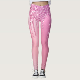 Legging Rosa rosa-rosa esplêndido dourado e púrpura gotas 