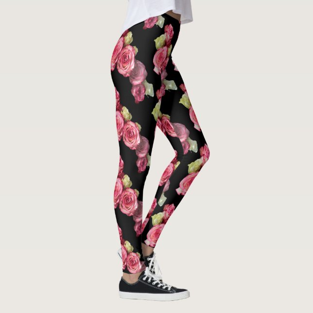 Legging Rosa rosa-rosa floral (Direita)