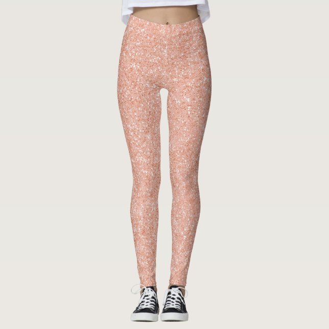 Legging Rosa Rosa Rosa Rosa Dourada Pêssego Esbranquiçado  (Frente)