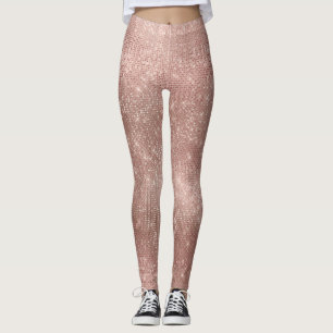 Legging Rosa Rosa Rosa Rosa Dourada Pincel Pincel Metálic