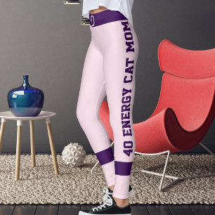 Legging Rosa Roxo 40º Aniversário Gata Mãe Personalizado