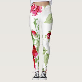 Legging Rosa vermelha com pernas impressão de fundo branca
