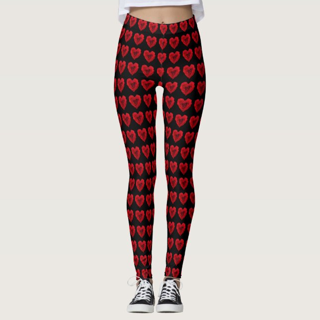 Legging Rosa vermelha em forma de coração (Frente)