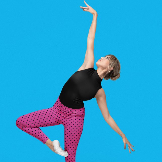 Legging Rosa violeta moderno e pontos negros (Criador carregado)