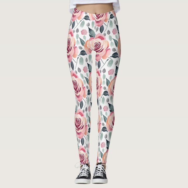 Legging Rosas Abstratas Em Cores Pastel (Frente)