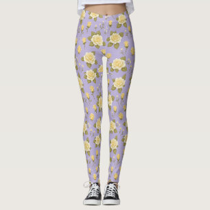 Legging Rosas Amarelas e Brancas Minúsculas e Caprichosas