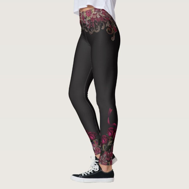 Legging Rosas & caneleiras da fita (Esquerda)