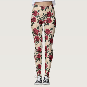 Legging Rosas Carmesim Vintage