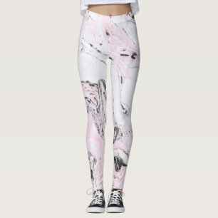 Legging Rosas claro brancas e espirais de Cinza