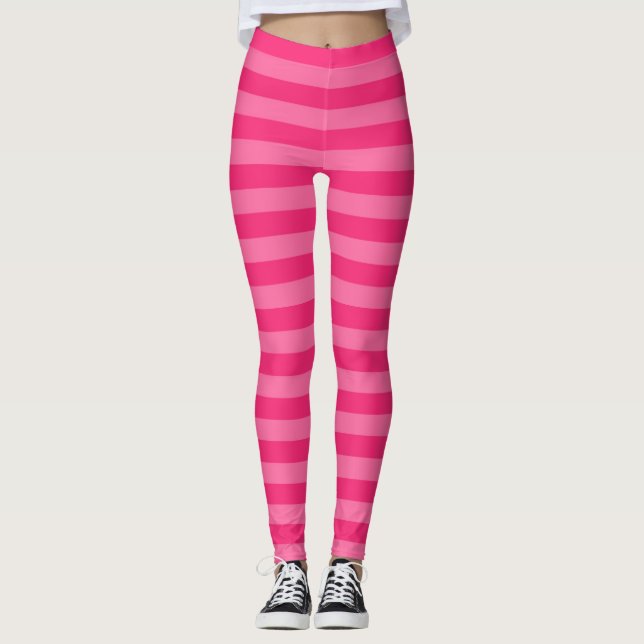 Legging Rosas claro e tiras rosadas a quente (Frente)