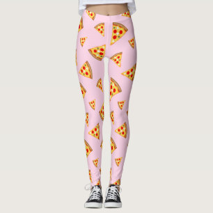 Legging rosas claro legal e divertidas de fatias de pizza