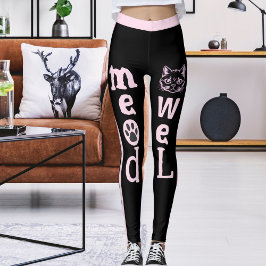 Legging Rosas claro Pretas Personalizadas Stripes Pet Cat
