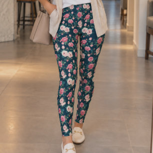 Legging Rosas Cor-de-Rosa Clássicas