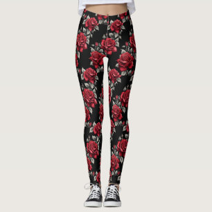 Legging Rosas Crimson Prata deixa gótica