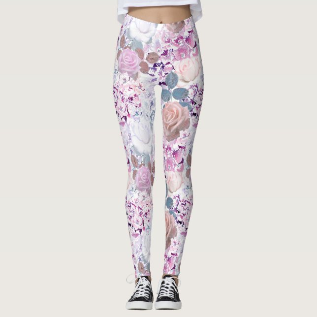 Legging Rosas de aquarelas e híbridos. (Frente)
