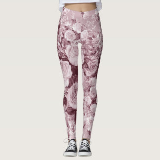 Legging Rosas De Chá: Padrão De Buquê De Aquarela.